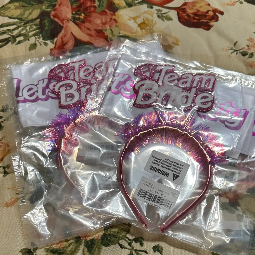 bebe Pink Glitter Team Bride Headband